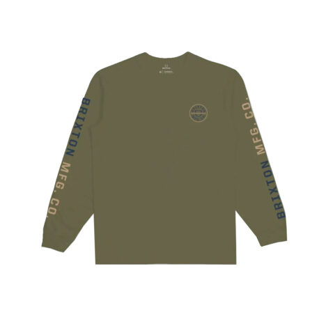 Brixton Crest LS STT Short Sleeve T-Shirt Olive Surplus Washed Navy Sand