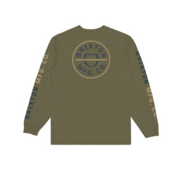 Brixton Crest Long Sleeve T-Shirt Olive Surplus Washed Navy Sand
