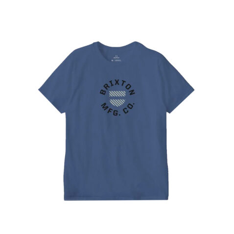 Brixton Crest Shield Short Sleeve T-Shirt Pacific Blue Black