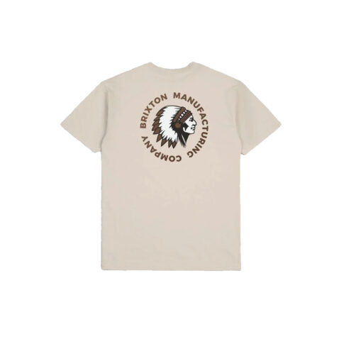 Brixton Rival Stamp Short Sleeve T-Shirt Cream Bison Garment Dye Back
