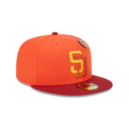 New Era 59Fifty San Diego Padres Cooperstown Outerspace Sun Fitted Hat Orange Red Soft Yellow