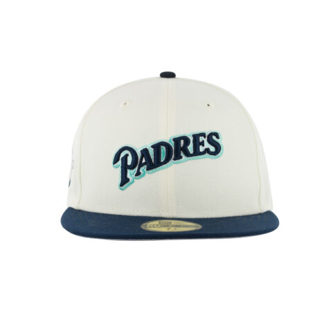New Era x Billion Creation 59Fifty San Diego Padres West Coast Vibes Chrome White Oceanside Blue Fitted Hat 1
