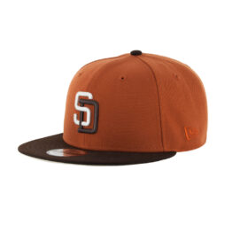 New Era x Billion Creation 9Fifty San Diego Padres Sculpin Snapback Hat Rust Orange Burnt Wood Brown