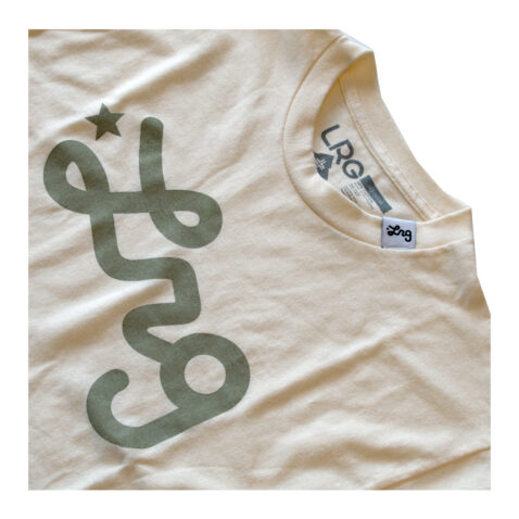 LRG Western Script Short Sleeve T-Shirt Cream Close Up