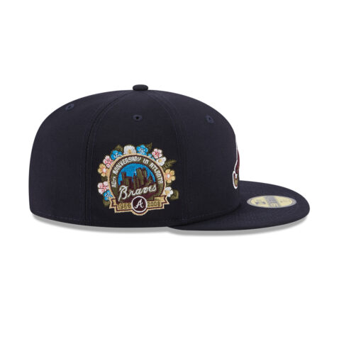 New Era 59Ffity Atlanta Braves Botanical Quickturn Collection Fitted Hat Dark Navy Blue Right