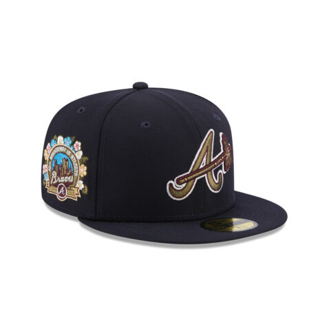 New Era 59Ffity Atlanta Braves Botanical Quickturn Collection Fitted Hat Dark Navy Blue Right Front