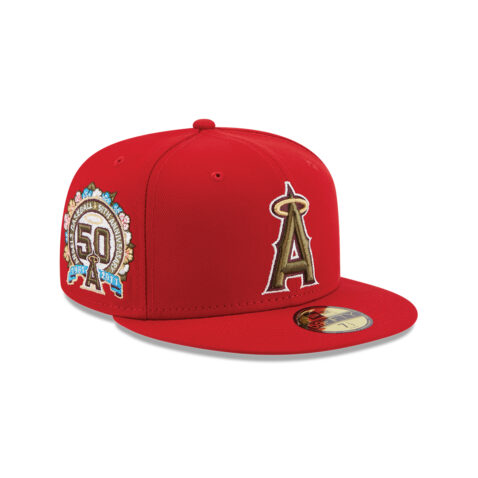 New Era 59Ffity Los Angeles Angels of Anaheim Botanical Quickturn Fitted Hat Red Right Front