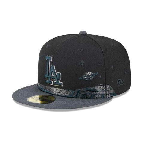 New Era 59Fifty Los Angeles Dodgers Planetary Fitted Hat Black Left Front