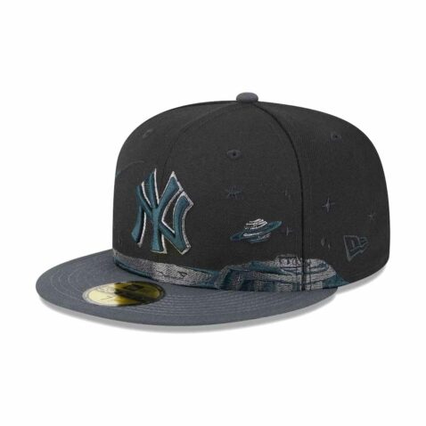 New Era 59Fifty New York Yankees Planetary Fitted Hat Black Left Front