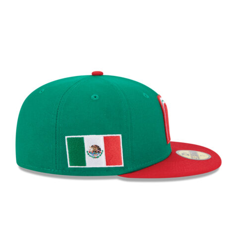 New Era 59Fifty World Baseball Classic 2023 Mexico On Field Fitted Hat Kelly Green Scarlet Red Right