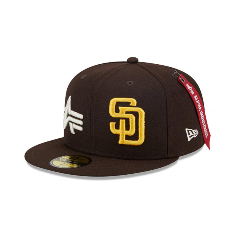 New Era 59Fifty x Alpha Industries San Diego Padres Fitted Hat Brown Gold New Era 59Fifty x Alpha Industries San Diego Padres Fitted Hat Brown Gold