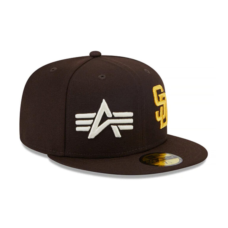 New Era 59Fifty x Alpha Industries San Diego Padres Fitted Hat Brown Gold Rigth Front New Era 59Fifty x Alpha Industries San Diego Padres Fitted Hat Brown Gold Rigth Front