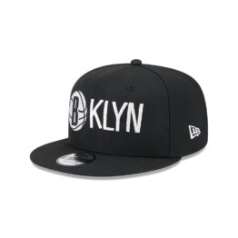 New Era 9Fifty Brooklyn Nets Logo Blend Quickturn Collection Snapback Hat Black
