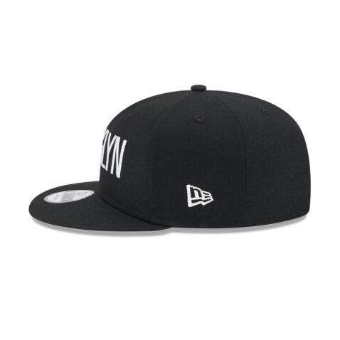 New Era 9Ffity Brooklyn Nets Logo Blend Quickturn Collection Snapback Hat Black Left