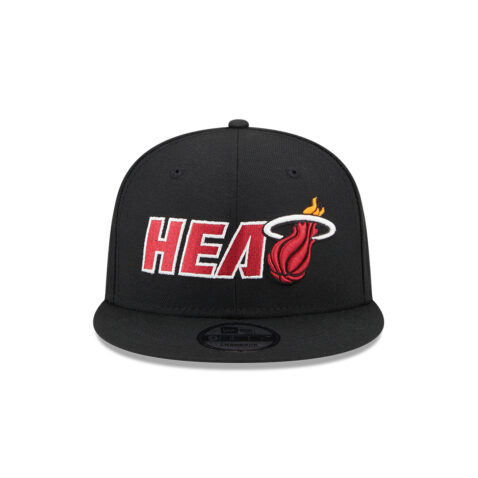 New Era 9Ffity Miami Heat Logo Blend Quickturn Collection Snapback Hat Black Front