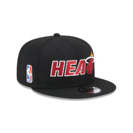 New Era 9Fifty Miami Heat Logo Blend Quickturn Collection Snapback Hat Black