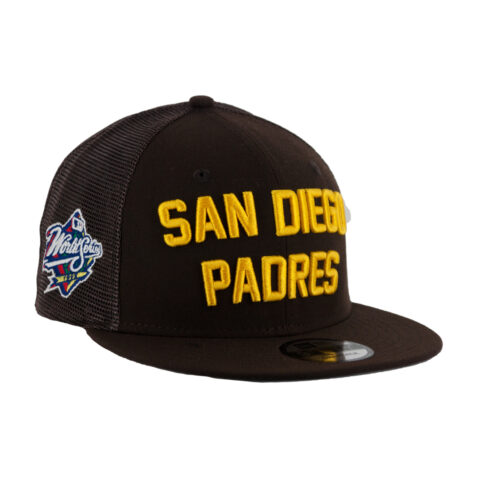New Era 9Fifty San Diego Padres Stacked Snapback Hat Burnt Wood brown Rigth Front