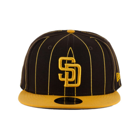 New Era 9Fifty San Diego Padres Vintage Snapback Hat Burnt Wood brown Gold Front