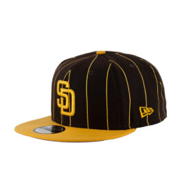 New Era 9Fifty San Diego Padres Vintage Snapback Hat Burnt Wood brown Gold Left Front