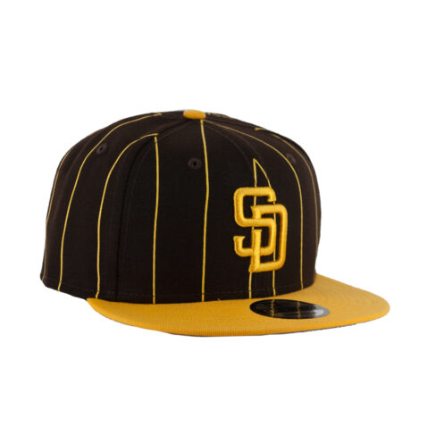 New Era 9Fifty San Diego Padres Vintage Snapback Hat Burnt Wood brown Gold Right Front