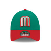 New Era 9Forty World Baseball Classic 2023 Mexico On Field Snapback Hat Kelly Green Scarlet Red Front