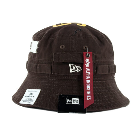 New Era x AIpha Industries San Diego Padres Bucket Hat Burnt Wood Brown