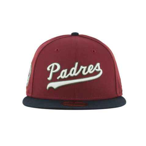 New Era x Billion Creation 59Fifty San Diego Padres 1976 Smoked Wine Pinot Red Dark Navy Fitted Hat 1