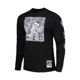 Mitchell & Ness Brooklyn Dodger Batter Up Jackie Robinson Long Sleeve T-Shirt Black
