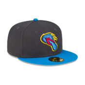 New Era 59Fifty San Antonio Missions Flying Chanclas Copa de la Diversion Fitted Hat Graphite Blue Left Front