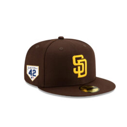 New Era 59Fifty San Diego Padres Jackie Robinson 2023 42 Side Patch Fitted Hat Burnt Wood Brown Gold