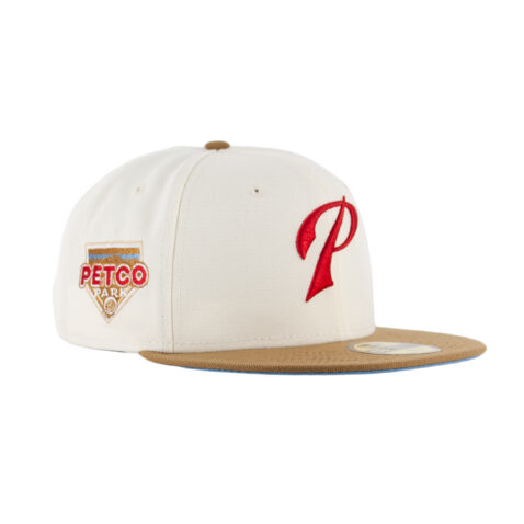 New Era 59Fifty San Diego Padres Petco Park Chrome White Red Wheat Fitted Hat 2