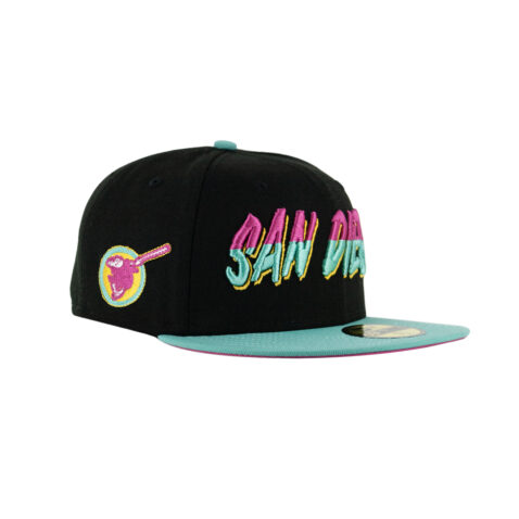 New Era x Billion Creation 59Fifty San Diego Padres BC Connect Nightlife Fitted Hat Black Beetroot Clear Mint 3