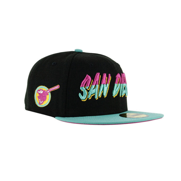 New Era x Billion Creation 59Fifty San Diego Padres BC Connect Nightlife Fitted Hat Black Beetroot Clear Mint 3 New Era x Billion Creation 59Fifty San Diego Padres BC Connect Nightlife Fitted Hat Black Beetroot Clear Mint 3