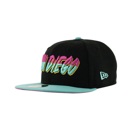 New Era x Billion Creation 59Fifty San Diego Padres BC Connect Nightlife Fitted Hat Black Beetroot Clear Mint 1
