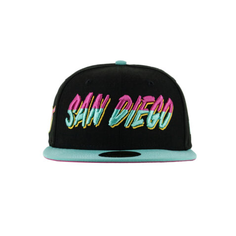 New Era x Billion Creation 59Fifty San Diego Padres BC Connect Nightlife Fitted Hat Black Beetroot Clear Mint 2
