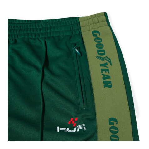 HUF X Goodyear Touring Track Forest Green Logo Close Up