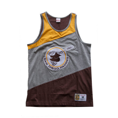 Mitchell & Ness San Diego Padres Color Blocked Tank Top Heather Grey Brown