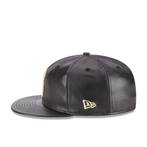New Era 59Fifty Brooklyn Dodgers Leather Day Fitted Hat Black Left