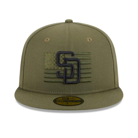 New Era 59Fifty San Diego Padres Armed Forces Day 2023 Fitted Hat New Olive Front