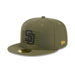 New Era 59Fifty San Diego Padres Armed Forces Day 2023 Fitted Hat New Olive Left Front