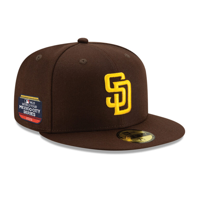 New Era 59Fifty San Diego Padres World Tour Mexico City Series 2023 Fitted Hat Brown On Field Right Front New Era 59Fifty San Diego Padres World Tour Mexico City Series 2023 Fitted Hat Brown On Field Right Front