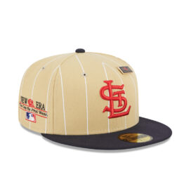 New Era 59Fifty St. Louis Cardinals Pinstripe Day Fitted Hat Camel Dark Navy