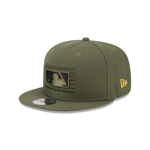 New Era 9Fifty MLB Logo Armed Forces Day 2023 Snapback Hat New Olive Left Front