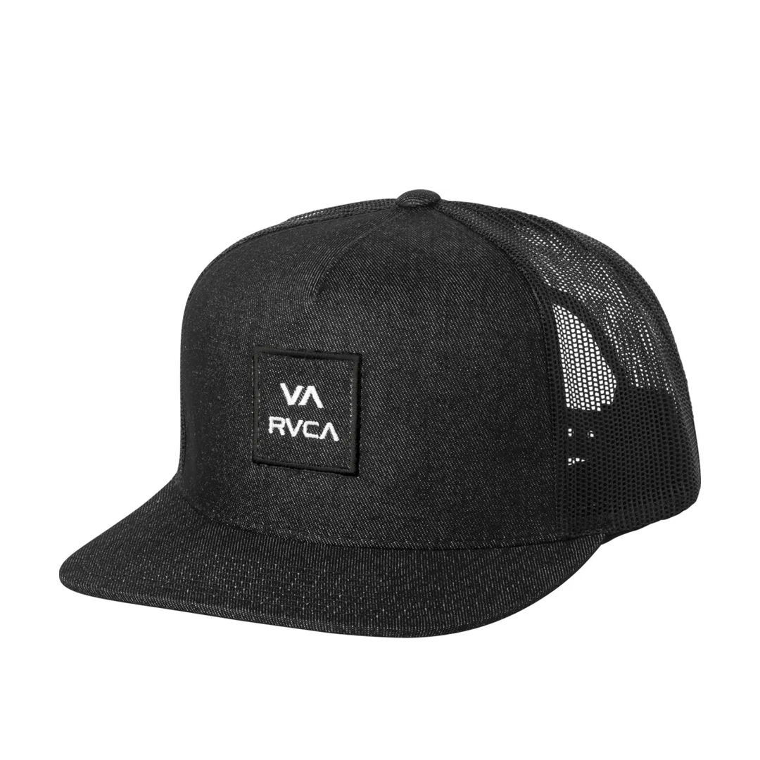 RVCA VA All The Way Trucker Snapback Hat Black White RVCA VA ATW Trucker Snapback Hat Black White