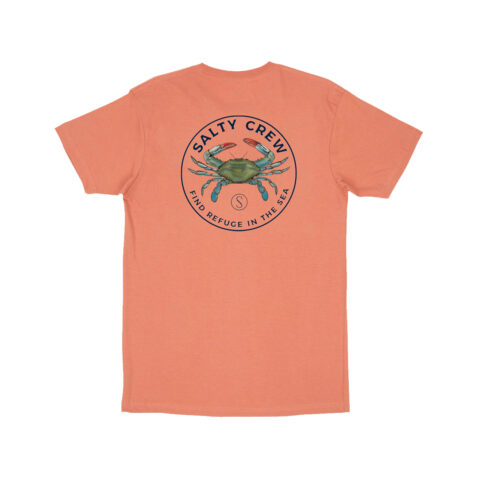 Salty Crew Blue Crabber Short Sleeve T-Shirt Coral