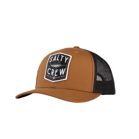 Salty Crew Fishery Retro Snapback Hat Camel Black