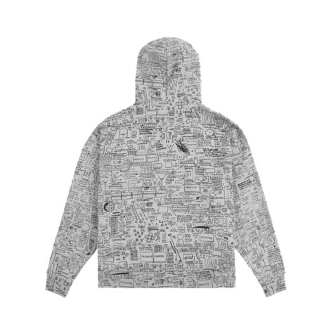 Diamond Basquiat All Over Print PullOver Llight Grey Back