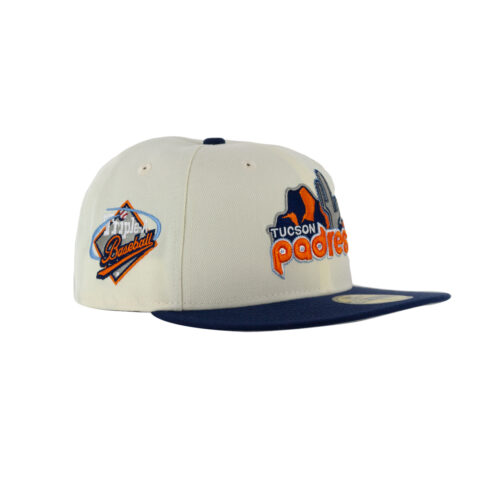 New Era x Billion Creation 59Fifty Tucson Padres Gwynn Fitted Hat Light Navy Chrome White Orange 2