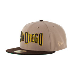 New Era x Billion Creation 59Fifty San Diego Padres Roadie Fitted Hat Camel Burnt Wood Brown Gold