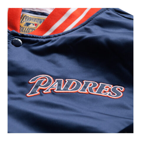Mitchell & Ness San Diego Padres Heavyweight Jacket Navy Front logo